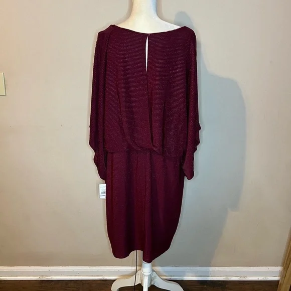 🌻Jessica Howard Metallic  Elegant Burgundy Dress - Picture 4 of 6